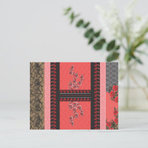 ein rotes und schwarzes Tapete Postkarte