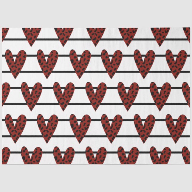 Ein rotes und schwarzes Valentindesign der Serie 3 Seidenpapier (Vorderseite)