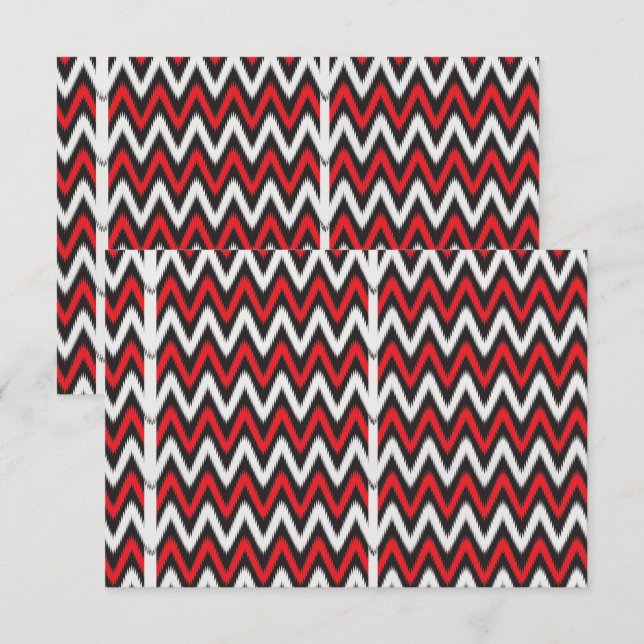 ein rotes und schwarzes Zickzackmuster auf weißem  Dankeskarte (Vorne/Hinten)