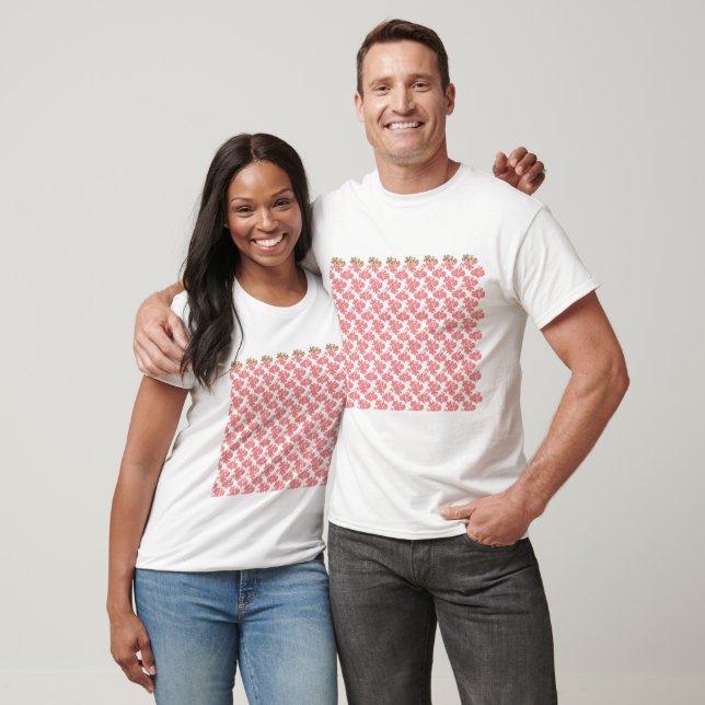 Ein rotes und weißes Blume-Muster auf einem weißen T-Shirt (Unisex)