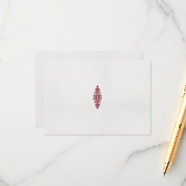 ein rotes und weißes Muster Begleitkarte (Vorderseite/Rückseite Beispiel)