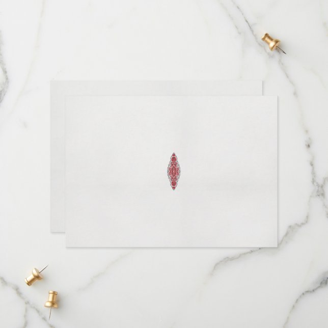 ein rotes und weißes Muster Save The Date (Vorderseite/Rückseite Beispiel)