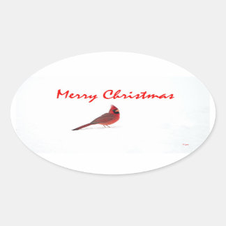 Ein Rotvogel-Weihnachtsaufkleber Ovaler Aufkleber