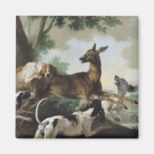 Ein Rotwild gejagt durch Hunde, 1725 Magnet