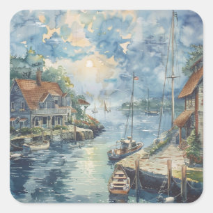 Ein ruhiger Hafen Quadratischer Aufkleber