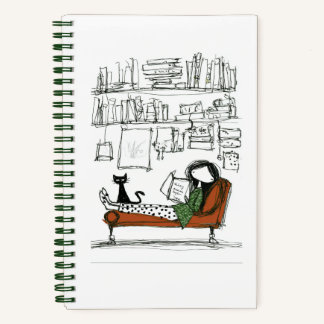 Ein ruhiger Lesemittag | Handgezeichneter Bücherli Notizbuch
