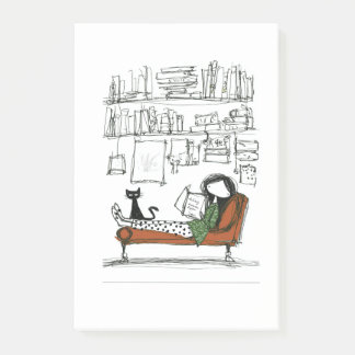 Ein ruhiger Lesemittag | Handgezeichneter Bücherli Post-it Klebezettel