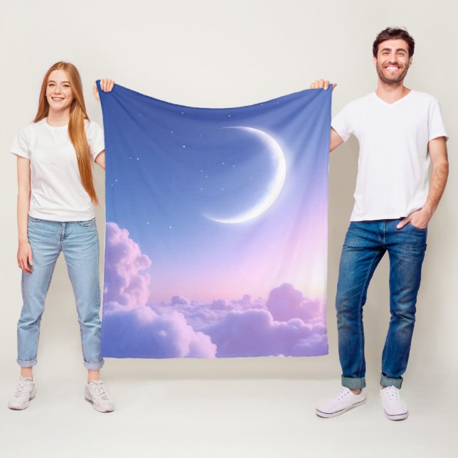 Ein ruhiger und schöner Halbmond. Generierte KI Fleecedecke (Beispiel)