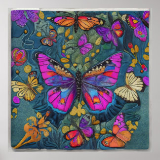 Ein ruhiges Kaleidoskop von Schmetterlingen füllt  Poster