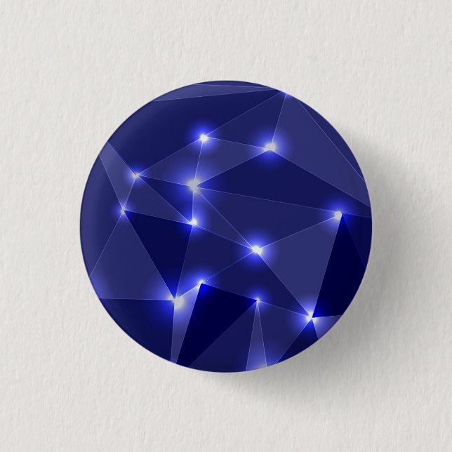 Ein runder Knopf mit einem dunkelblauen geometrisc Button (Vorderseite)
