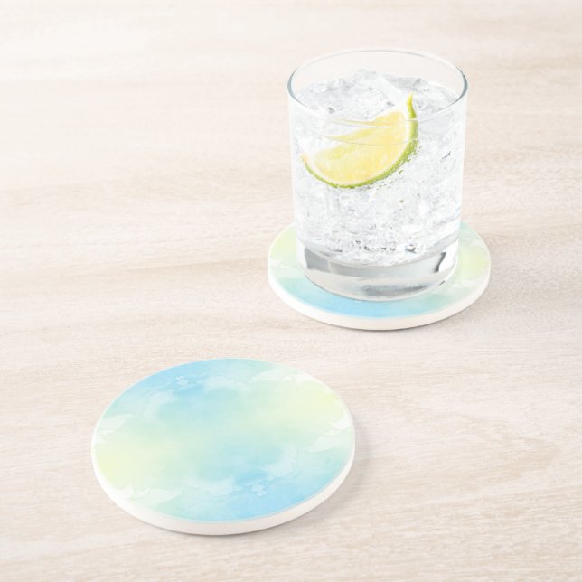 Ein runder Teller mit einem zarten Aquarelldesign Getränkeuntersetzer (Seite)