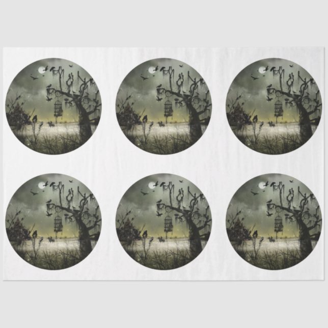 Ein rundes gotisches Halloween-Design 5 Seidenpapier (Vorderseite)