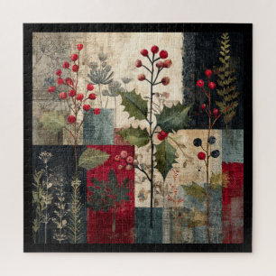 Ein rustikales Winter-Patchwork mit Stechpalmenbee