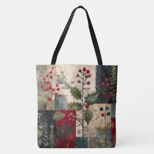Ein rustikales Winter-Patchwork mit Stechpalmenbee Tasche