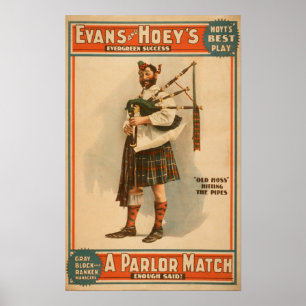 Ein Salon Match "Old Hoss" Schottischer Bagpiper Poster