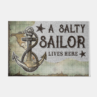 Ein Salty Sailor lebt hier Doormat, Vinatge Fußmatte