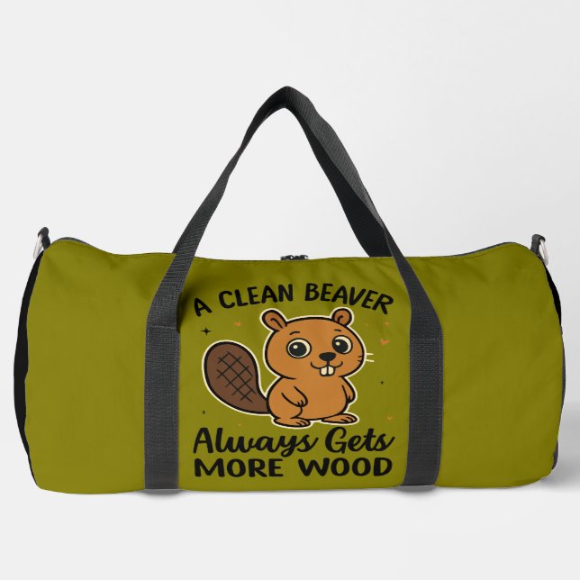 Ein sauberer Biber bekommt immer mehr Holz Duffle Bag (Vorderseite)