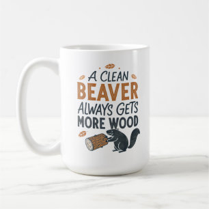 Ein sauberer Biber bekommt immer mehr Holz Kaffeetasse