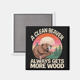 Ein sauberer Biber bekommt immer mehr Holz Lustige Magnet
