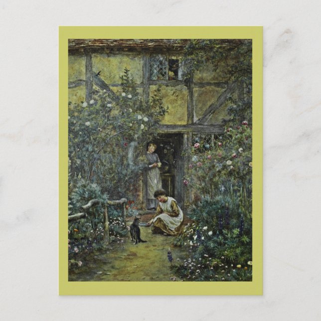 Ein Saucer aus Creme für Kitty Postkarte (Vorderseite)