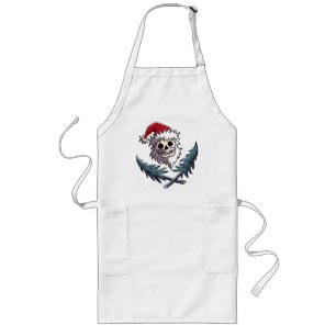 ein Schädel mit Bart in der Hut des Weihnachtsmann Lange Schürze