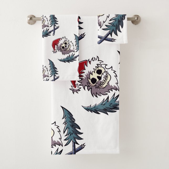 ein Schädel mit Bart in Weihnachtsmann-Hut Badhandtuch Set (Insitu)