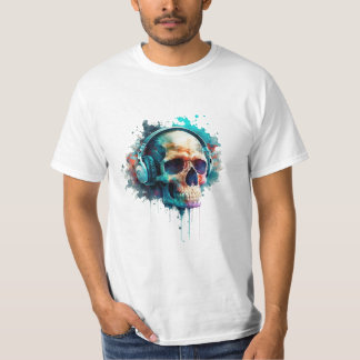 Ein Schädel mit Kopfhörern genießt das Leben! T-Shirt