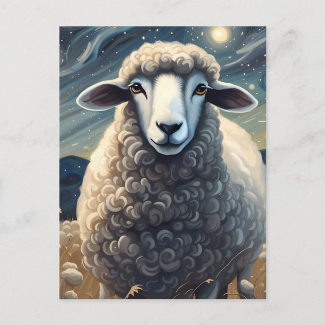 Ein Schaf in der frühen Nacht Postkarte (Vorderseite)