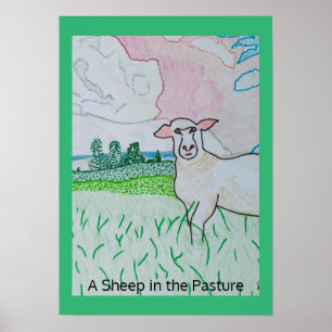 Ein Schaf in der Weide dick Kelly grüne Grenze Poster
