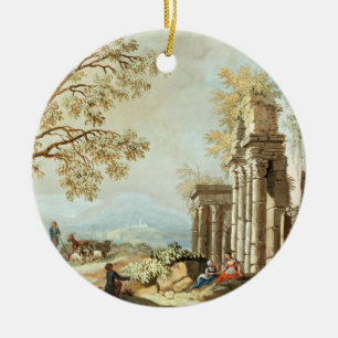 Ein Schäfer mit Ziegen und anderen Zahlen unter C Keramik Ornament