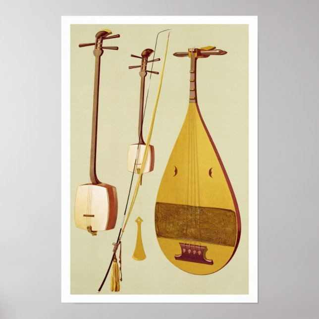 Ein Schamisen, ein Kokyu und ein Biwa, Japanisch,  Poster (Vorne)