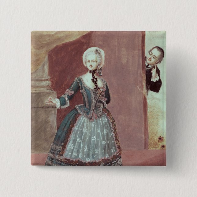 Ein Schauspielerin in der Rolle von Rosine Button (Vorderseite)