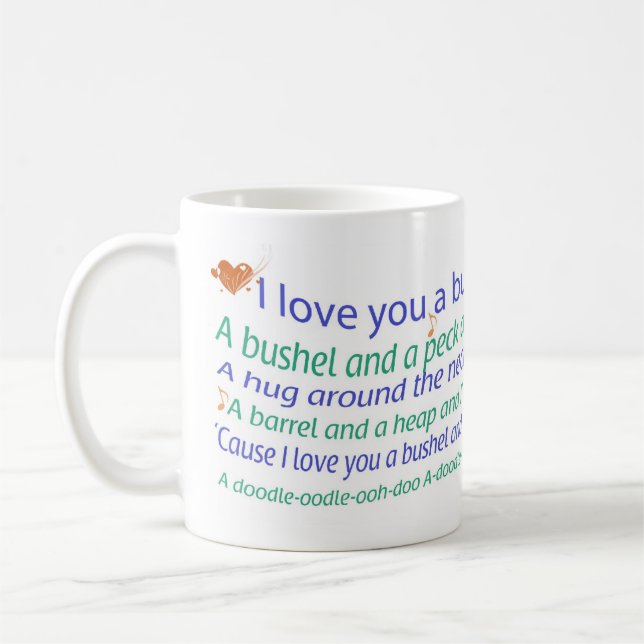Ein Scheffel und eine Peck-Tasse Kaffeetasse (Links)