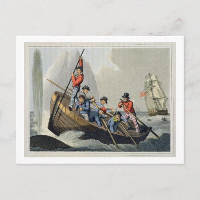 Ein Schiff, das einen Wal angreift und von der Mat Postkarte (Vorderseite)