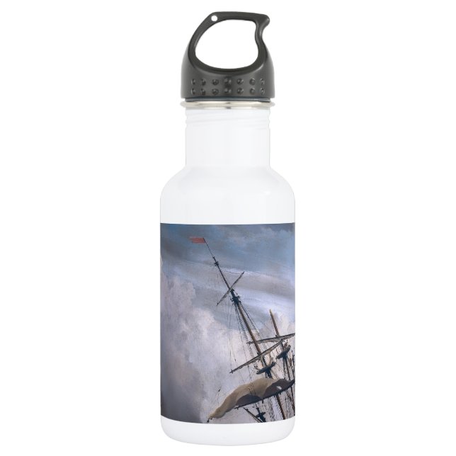 Ein Schiff, das in einem gefährlichen Sturm gebrau Edelstahlflasche (Vorderseite)