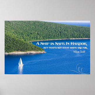 Ein Schiff ist in einem Motivierend Hafenposter si Poster