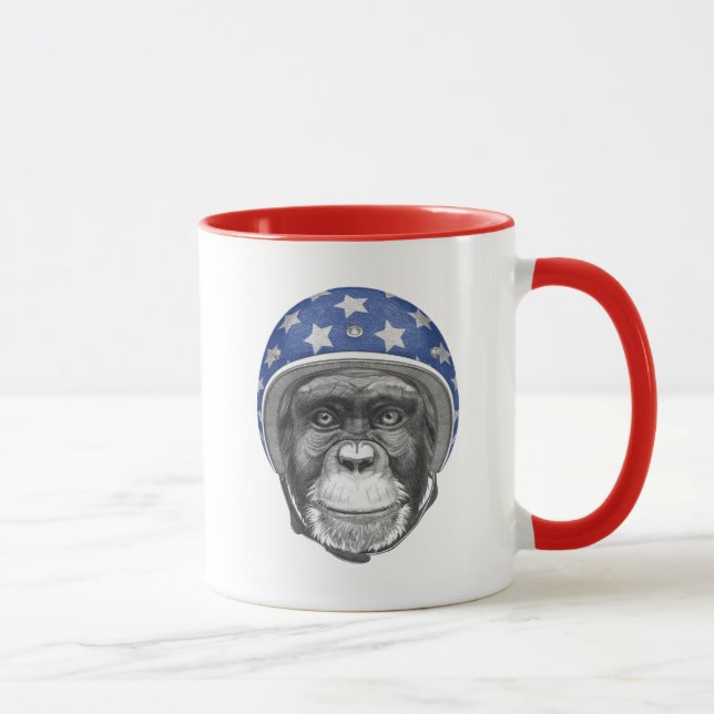 Ein Schimpanse-Motorrad-Reiter Tasse (Rechts)