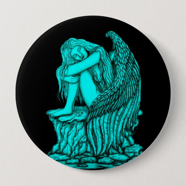Ein schlafender Engel auf dem Stein Button (Vorderseite)
