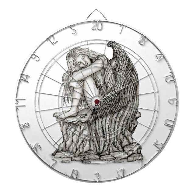 Ein schlafender Engel auf dem Stein Dartscheibe (vorne)
