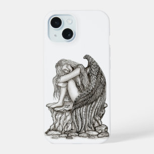 Ein schlafender Engel auf dem Stein iPhone 15 Hülle