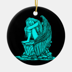 Ein schlafender Engel auf dem Stein Keramik Ornament