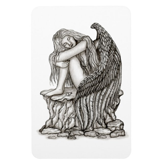 Ein schlafender Engel auf dem Stein Magnet (Vertikal)