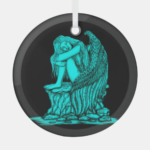 Ein schlafender Engel auf dem Stein Ornament Aus Glas