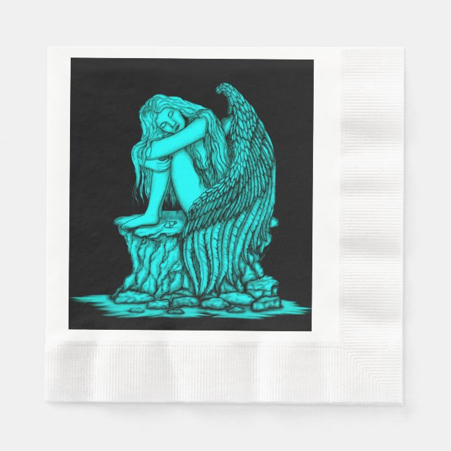 Ein schlafender Engel auf dem Stein Serviette (Vorderseite)