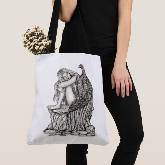 Ein schlafender Engel auf dem Stein Tasche (Von Nahem)