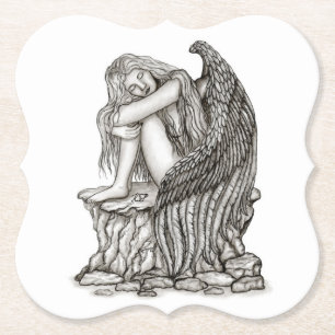 Ein schlafender Engel auf dem Stein Untersetzer