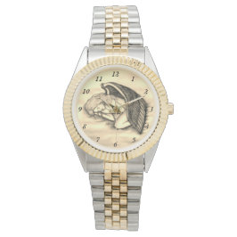 Ein schlafender Engel auf den Himmeln Wolken Gold  Armbanduhr