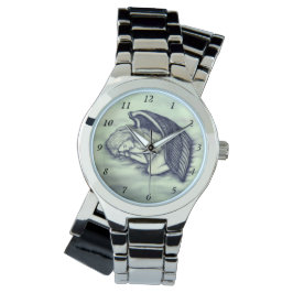 Ein schlafender Engel auf den Himmelswolken in Grü Armbanduhr