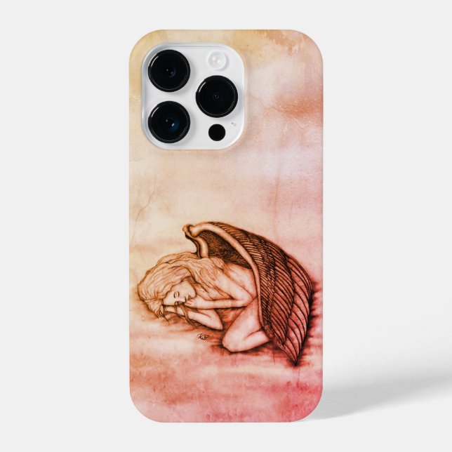 Ein schlafender Engel auf den Himmelswolken iPhone 14 Pro Hülle (Rückseite)