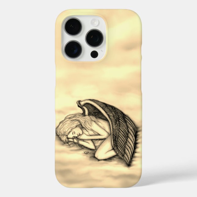 Ein schlafender Engel auf den Himmelswolken iPhone 16 Pro Hülle (Rückseite)